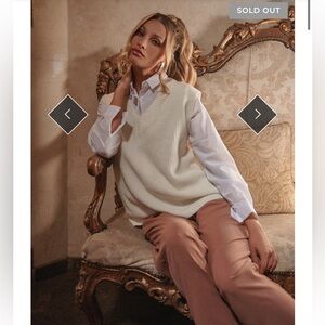 V Neck Cream Sweater Vest